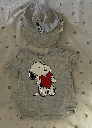 Комплект для малюків , футболка та кепка ,h&m snoopy