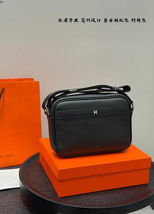 Hermes сумка мужская чёрная