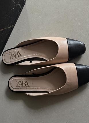 Балетки мюлі сабо zara шкіряні