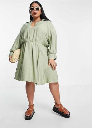 Стильное платье asos curve в оттенке шалфея, очень большой размер 66-68, батал.
