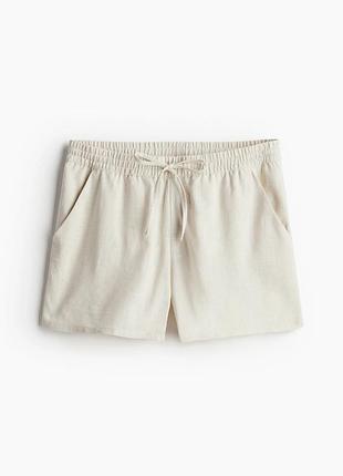 Бежевые свободные шорты с льном h&amp;m xs