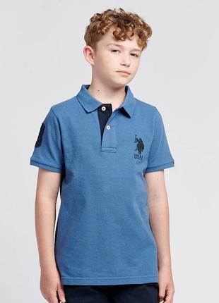 Подростковая футболка-поло от бренда u.s. polo assn в синем цвете 12-13 лет