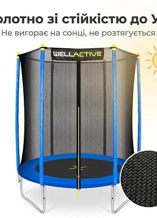 Батут wellactive 183 см до 100 кг с внешней сеткой прыжковый синий