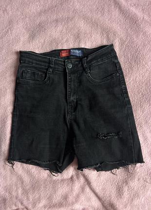 Джинсові рвані чорні шорти relucky luxury denim