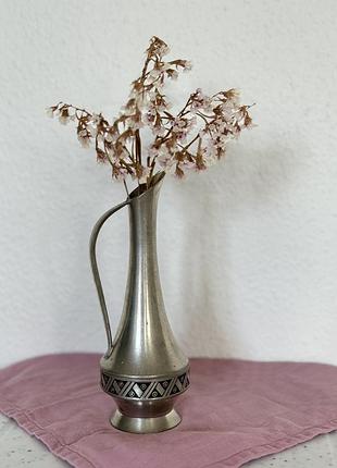 Вінтажна оловʼяна ваза-глечик норвегія, клеймо pewter, висота 18 см