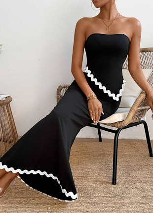 Асиметричний контрастний топ бандо shein curve
