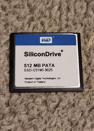 Карта памяти 512 мб (не гб) wd silicondrive 4.56/9.42 compactflash cf ssd-c51mi-3625 western digital