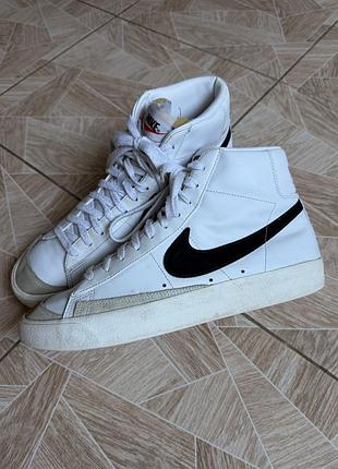Кроссовки nike blazer mid ‘77 vintage white black sail leather sneakers men’s us 8.5 eu 42 bq6806-101