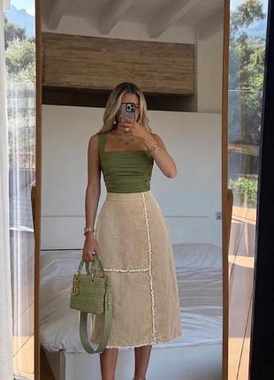 Стильна спідниця жіноча міді bellissima 100% льон