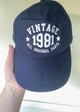 Синя сувенірна кепка-бейсболка «vintage 1981»