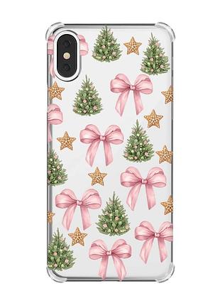Чехол с утолщёнными углами на iphone x/xs рождественский фон (принт 427)