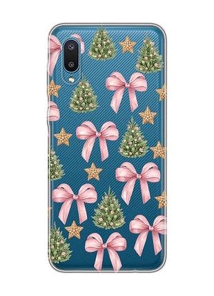 Прозрачный чехол на samsung galaxy a02/a022 (2021) рождественский фон (принт 427)