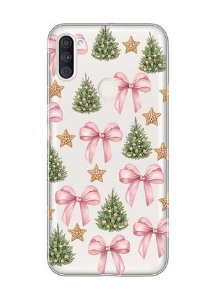 Прозорий чохол на samsung galaxy a11 різдвяний фон (принт 427)