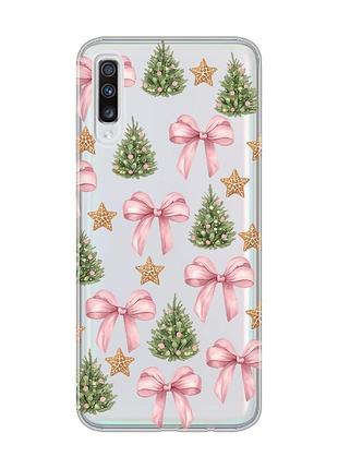 Прозрачный чехол на samsung galaxy a70 (2019)/a705 рождественский фон (принт 427)