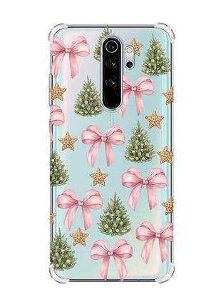 Чехол с утолщёнными углами на xiaomi redmi note 8 pro рождественский фон (принт 427)