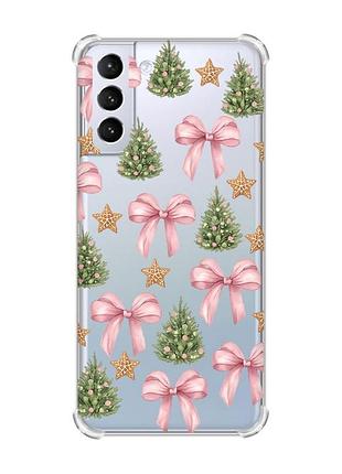 Чехол с утолщёнными углами на samsung galaxy s21 (g991) рождественский фон (принт 427)