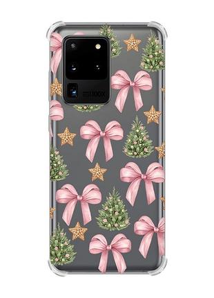 Чохол з потовщеними кутами на samsung galaxy s20 ultra різдвяний фон (принт 427)