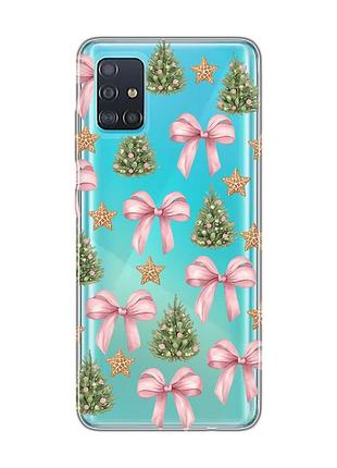 Прозрачный чехол на samsung galaxy a51 рождественский фон (принт 427)
