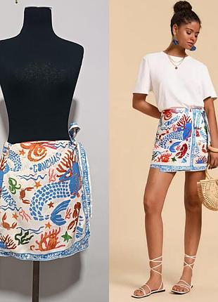 Shein , eu38/m/us6 юбка на запах с тропическим принтом