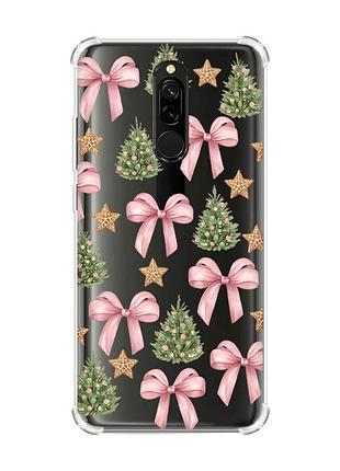Чехол с утолщенными углами на xiaomi redmi 8 рождественский фон (принт 427)