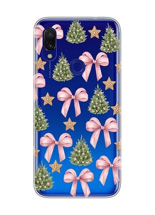 Прозрачный чехол на xiaomi redmi 7 рождественский фон (принт 427)