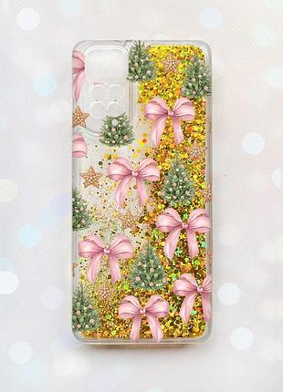 Чохол з плаваючими золотими блискітками на xiaomi redmi note 11 різдвяний фон (принт 427)