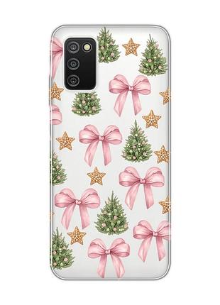 Прозрачный чехол на samsung galaxy a03s рождественский фон (принт 427)