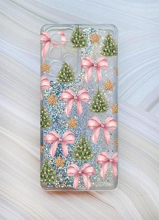 Чехол с плавающими серебряными блестками на samsung galaxy a53 4g/a53 5g рождественский фон (принт 427)
