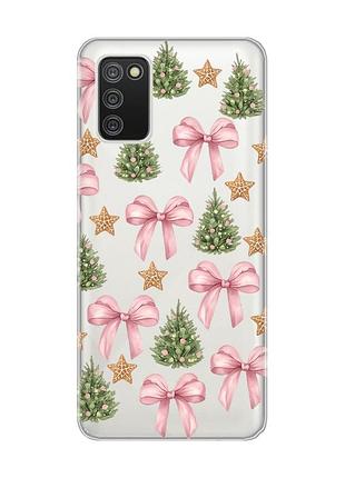 Прозрачный чехол на samsung galaxy a02s рождественский фон (принт 427)