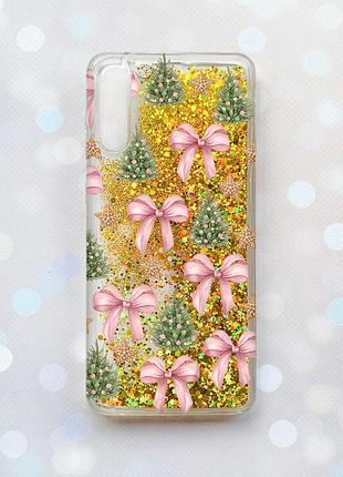 Чохол з плаваючими золотими блискітками на samsung galaxy a50 (2019) a505f різдвяний фон (принт 427)