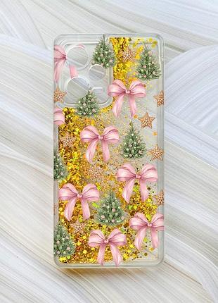 Чохол з плаваючими золотими блискітками на xiaomi redmi note 12 pro plus різдвяний фон (принт 427)