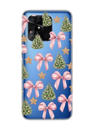 Прозрачный чехол на xiaomi redmi 10c рождественский фон (принт 427)
