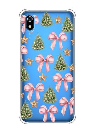 Чехол с утолщенными углами на xiaomi redmi 7a рождественский фон (принт 427)