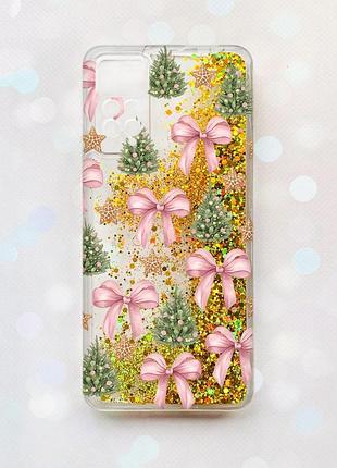 Чохол з плаваючими золотими блискітками на xiaomi redmi note 11 pro різдвяний фон (принт 427)