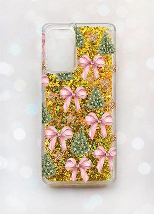 Чехол с плавающими золотыми блестками на samsung galaxy a52 (a525) рождественский фон (принт 427)