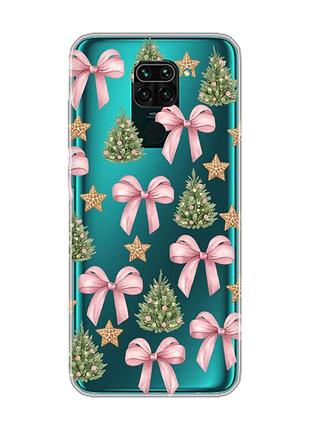 Прозрачный чехол на xiaomi redmi note 9/redmi 10 x рождественский фон (принт 427)