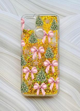 Чохол з плаваючими золотими блискітками на xiaomi redmi 9c/10a різдвяний фон (принт 427)