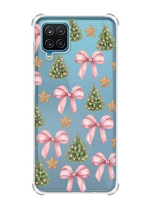 Чехол с утолщенными углами на samsung a12 4g рождественский фон (принт 427)