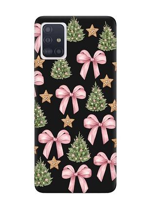 Матовий чорний чохол на samsung galaxy a51 різдвяний фон (принт 427)