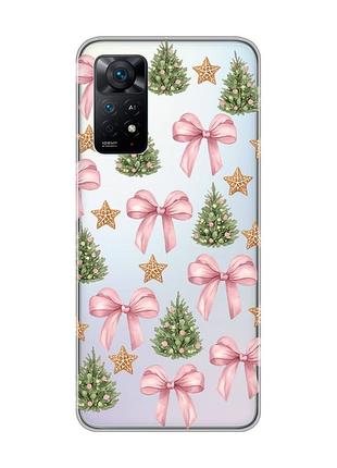 Прозрачный чехол на xiaomi redmi note 11 pro рождественский фон (принт 427)