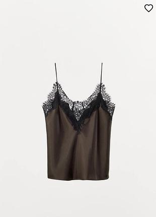 Сатиновий топ zara з мереживом