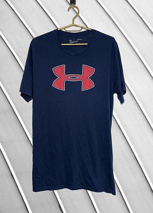 Чоловіча футболка under armour m оригінал андер армор стан ідеал темно-синя синя спортивна літня з логотипом для спорту 48