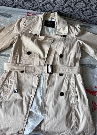 Тренч reserved collection xs/s 34 молочний бежевий класичний з поясом