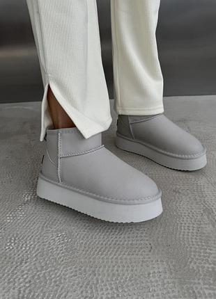 Ultra mini platform light grey leather 💚