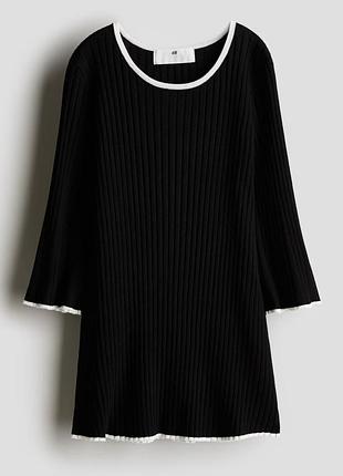 Красивое платье платье в широкий рубчик черная черная черная h&amp;m широкие рукава клеш 6-7 7-8р 122-128см
