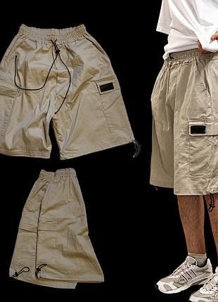 Бежеві карго бермуди шорти made in italy beige cargo bermuda shorts y2k vintage energy opium archive rap custom drill flare 00’s