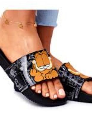 Слайди  garfield  zaxy  чорні. розмір 37 та 41.
гумові. бразилія.