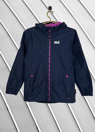 Куртка вітровка jack wolfskin 136 140 9 10 років оригінал джек вольфскін для дівчинки дитяча підліткова синя рефлективна технологічна мембрана