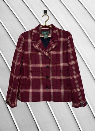 Жіноче вовняне напівпальто блейзер ralph lauren s m оригінал ральф лорен стан ідеал бордове в клітинку вовна old money usa 44 46