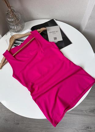 Малиновий топ майка з квадратним вирізом фуксія zara